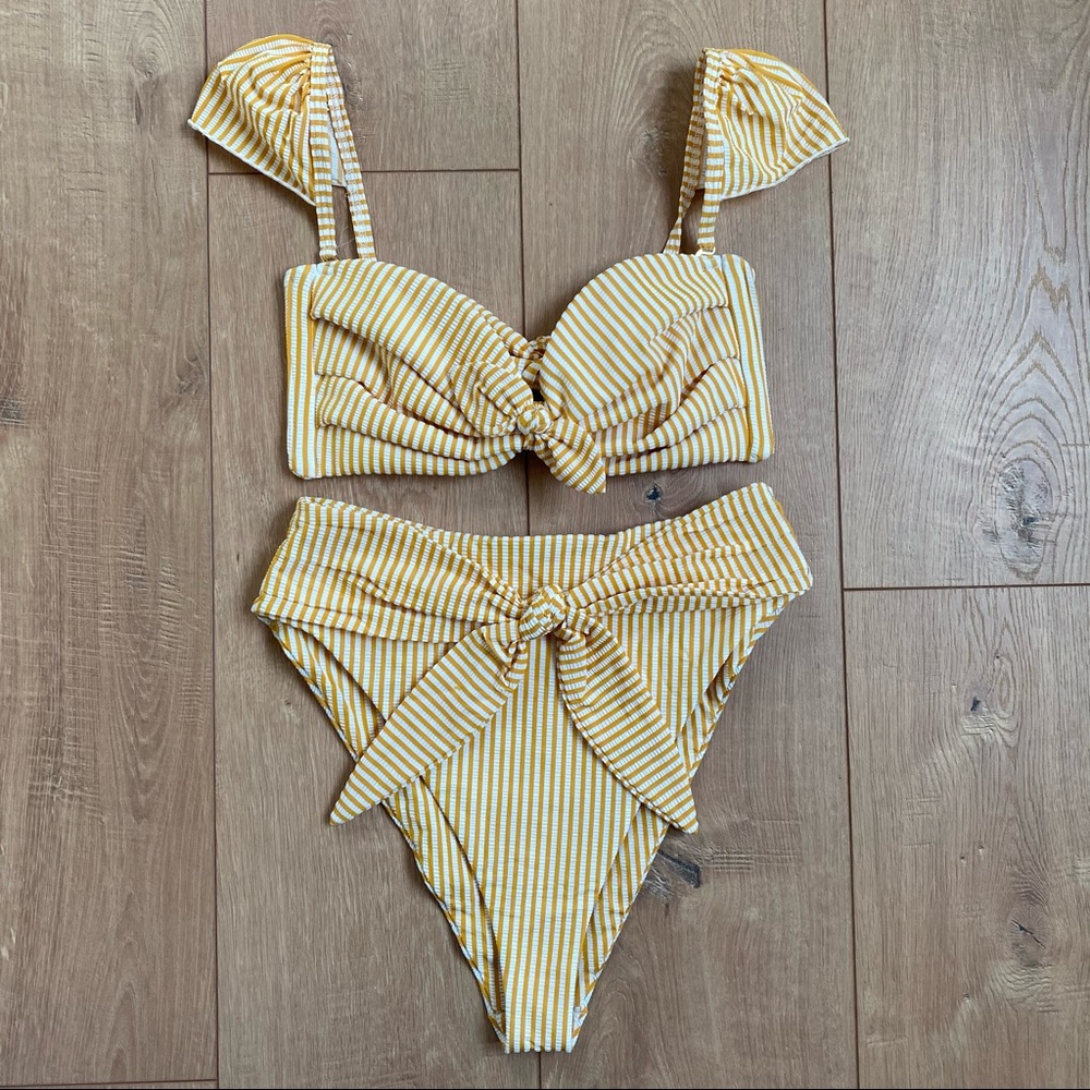 Montce Yellow Striped Bikini Gorgeous Medium
